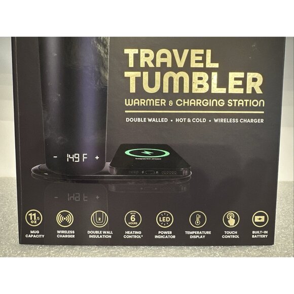 XO Poppy Hydro Travel Tumbler Warmer 11.5 Ounces & Phone Charging Station Black - Picture 2 of 5